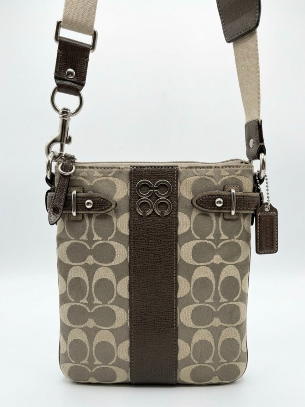 Authentic Coach Signature Jacquard Canvas Crossbody Messenger Bag